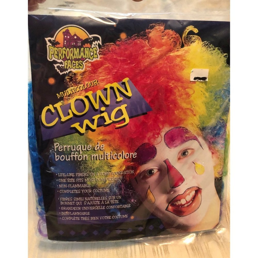 Multi-Colored Clown Wig Halloween Costume Accessory One Size
